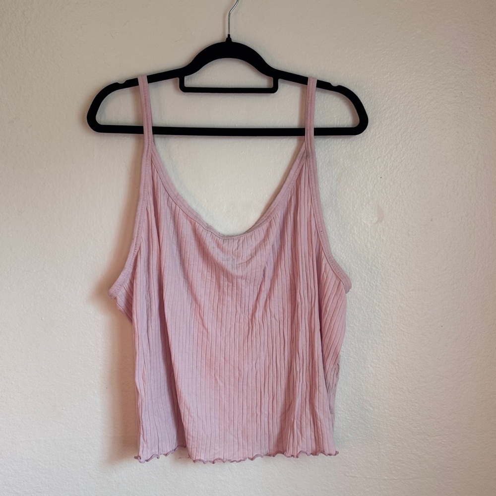 Pink Ribbed Tank Top